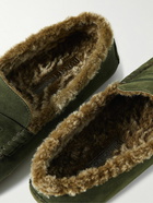 Manolo Blahnik - Kensington Shearling-Lined Suede Slippers - Green