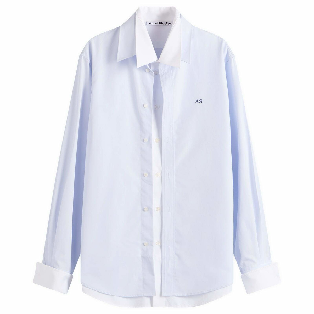 Acne Studios Men's Sont Poplin Long Sleeve Shirt in Blue/White