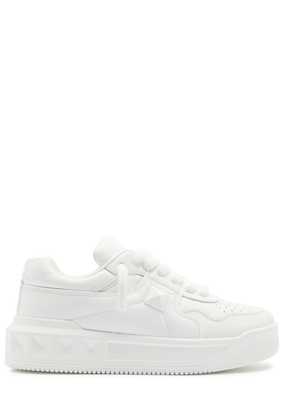 Valentino One Stud Panelled Leather Sneakers White