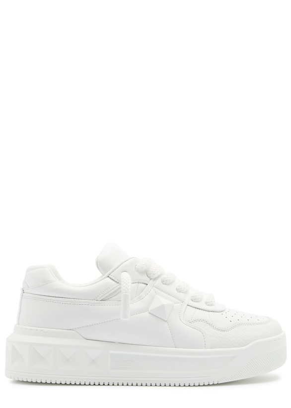 Photo: Valentino One Stud Panelled Leather Sneakers White