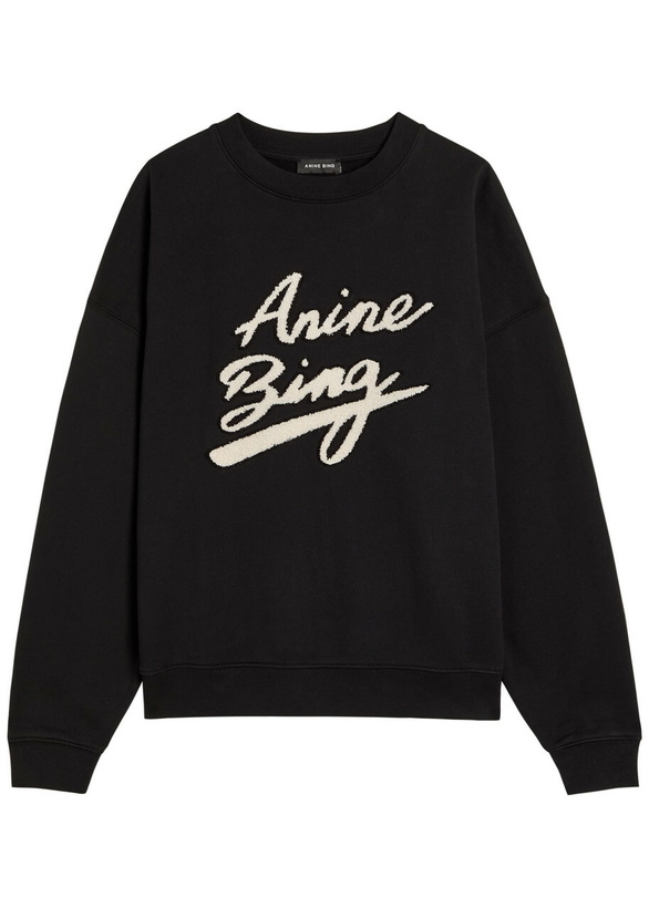 Photo: Anine Bing Miles Logo-appliquéd Cotton Sweatshirt Black