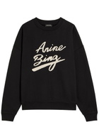 Anine Bing Miles Logo-appliquéd Cotton Sweatshirt Black