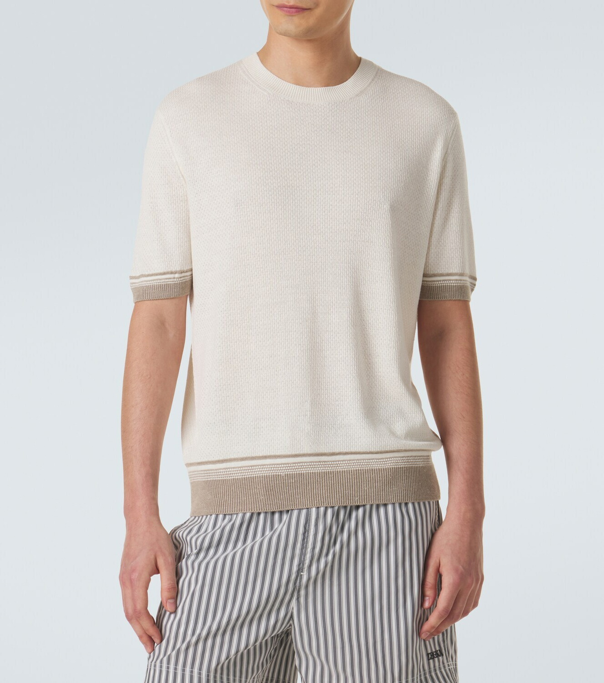 Zegna Waffle-knit silk, linen, and cashmere sweater