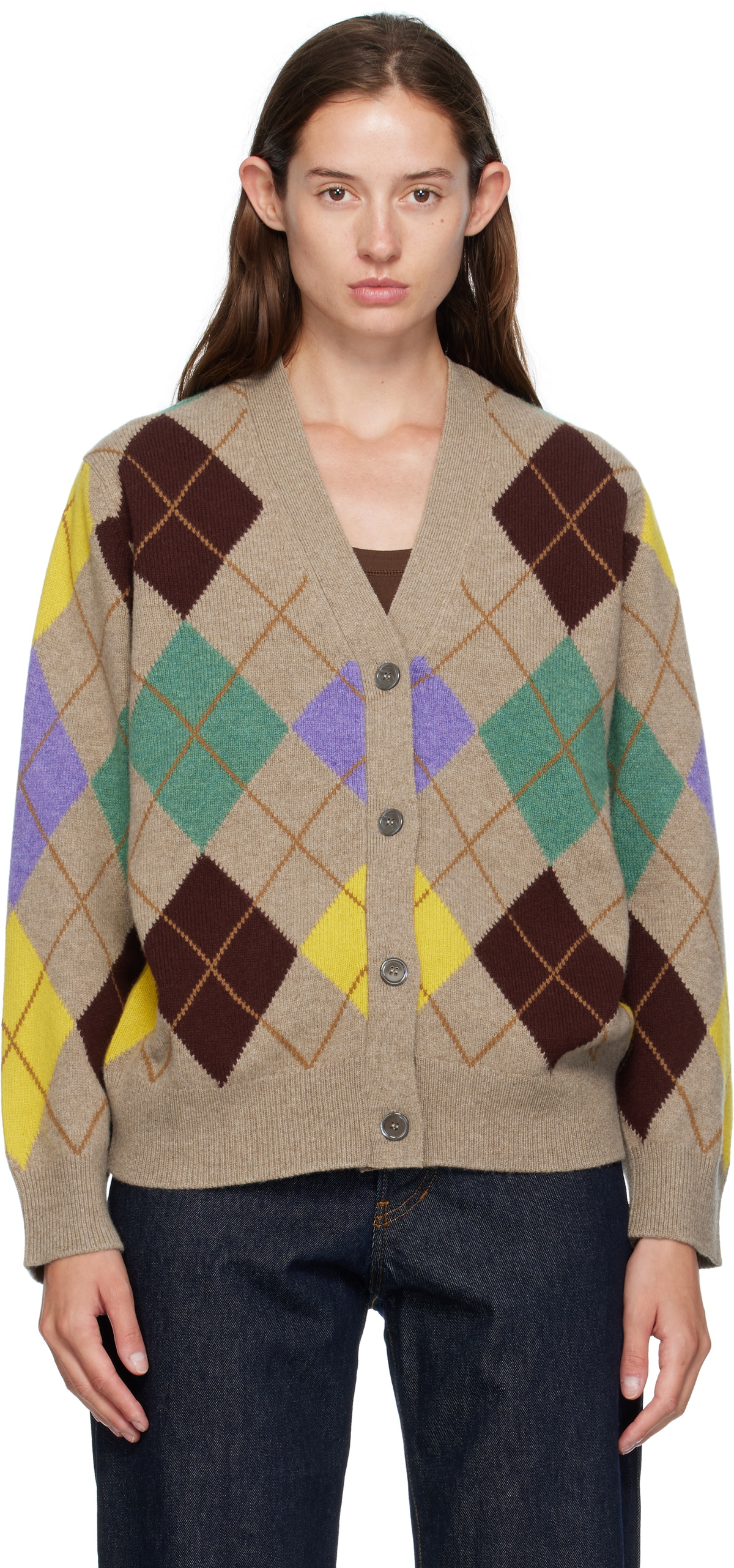 &Daughter Taupe Ava Argyle Cardigan