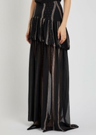Liberowe Nina Printed Silk-chiffon Maxi Skirt Black