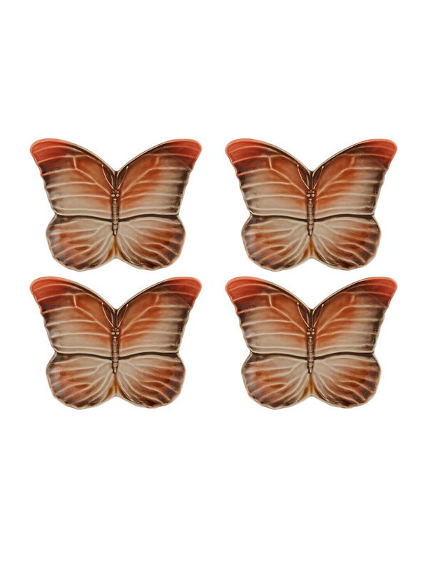 Photo: Bordallo Pinheiro Set Of Four Cloudy Butterflies Bread And Butter Plate
