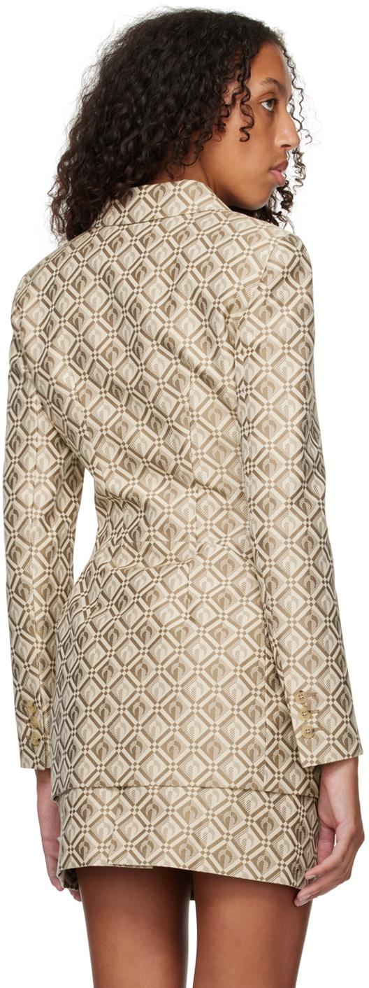Marine Serre Beige Jacquard Blazer