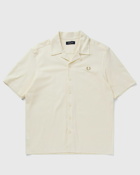Fred Perry Woven Mesh Revere Collar Shirt White - Mens - Shortsleeves
