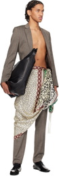 Dries Van Noten Off-White & Green Long Wrap Scarf Skirt