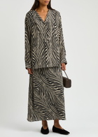 BY Malene Birger Boshan Zebra-print Matte Satin Midi Skirt Black