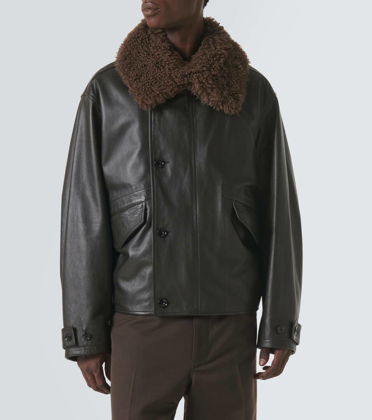 Lemaire Shearling-trimmed leather jacket Lemaire