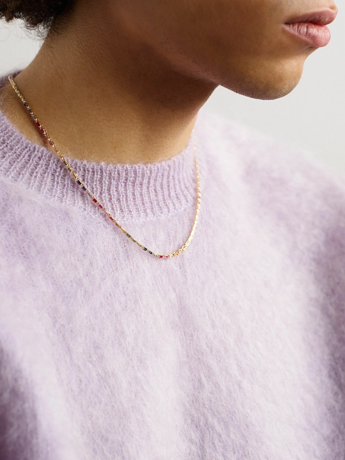 Suzanne Kalan - Linear Full 18-Karat Rose Gold Sapphire Tennis Necklace