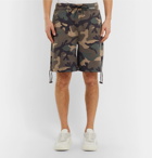 Valentino - Camouflage-Print Fleece-Back Jersey Drawstring Shorts - Men - Green