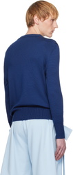 ANDREJ GRONAU SSENSE Exclusive Navy Wide Hem Ribs Sweater