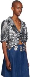 Anna Sui Silver Cropped Jacket