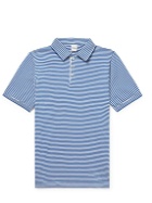Aspesi - Striped Cotton-Blend Polo Shirt - Blue