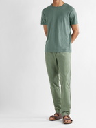 Hartford - Tanker Slim-Fit Tapered Pleated Cotton-Twill Drawstring Trousers - Green