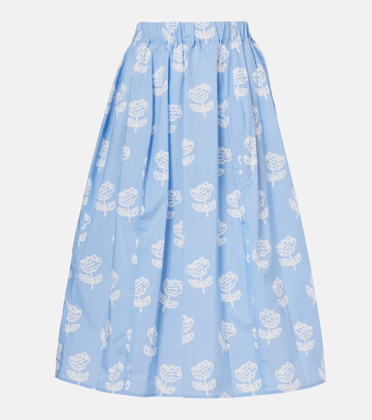 Marni Floral cotton poplin midi skirt