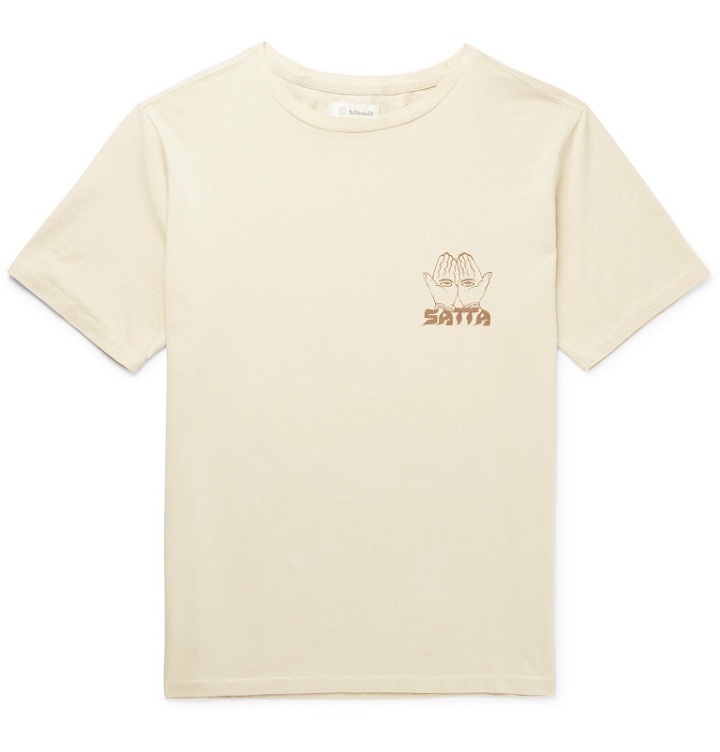 Photo: Satta - Incense Supply Printed Organic Cotton-Jersey T-Shirt - Neutrals