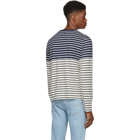 JW Anderson Navy and Off-White Multistripe T-Shirt