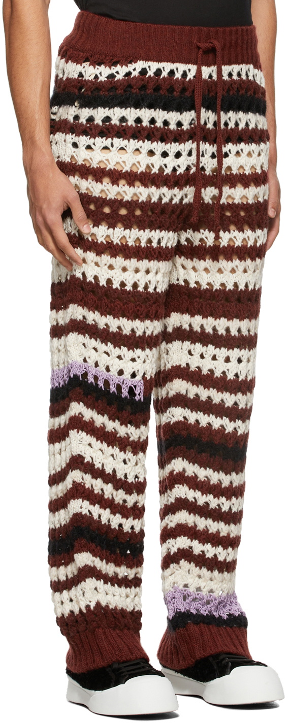 Marni Red & Off-White Crochet Sweatpants Marni