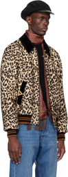 Valentino Beige & Black Wool Drape VGold Bomber Jacket