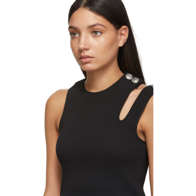 Balmain Black Asymmetric Tank Top Balmain