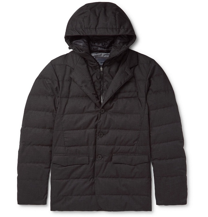 Photo: Herno Laminar - Quilted Tech-Flannel and GORE-TEX Hooded Down Jacket - Gray