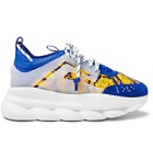 Versace - Chain Reaction Panelled Shell, Rubber And Suede Sneakers - Blue