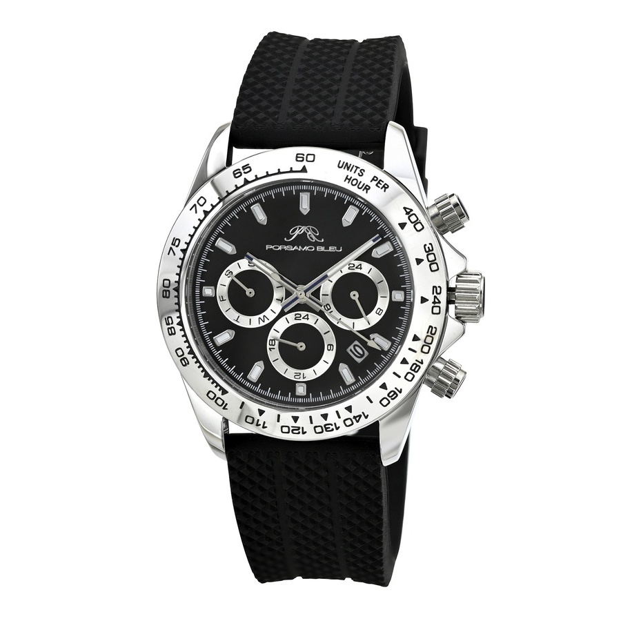 Porsamo Bleu Preston Sport Chronograph Quartz Black Dial Mens Watch 1037APRR
