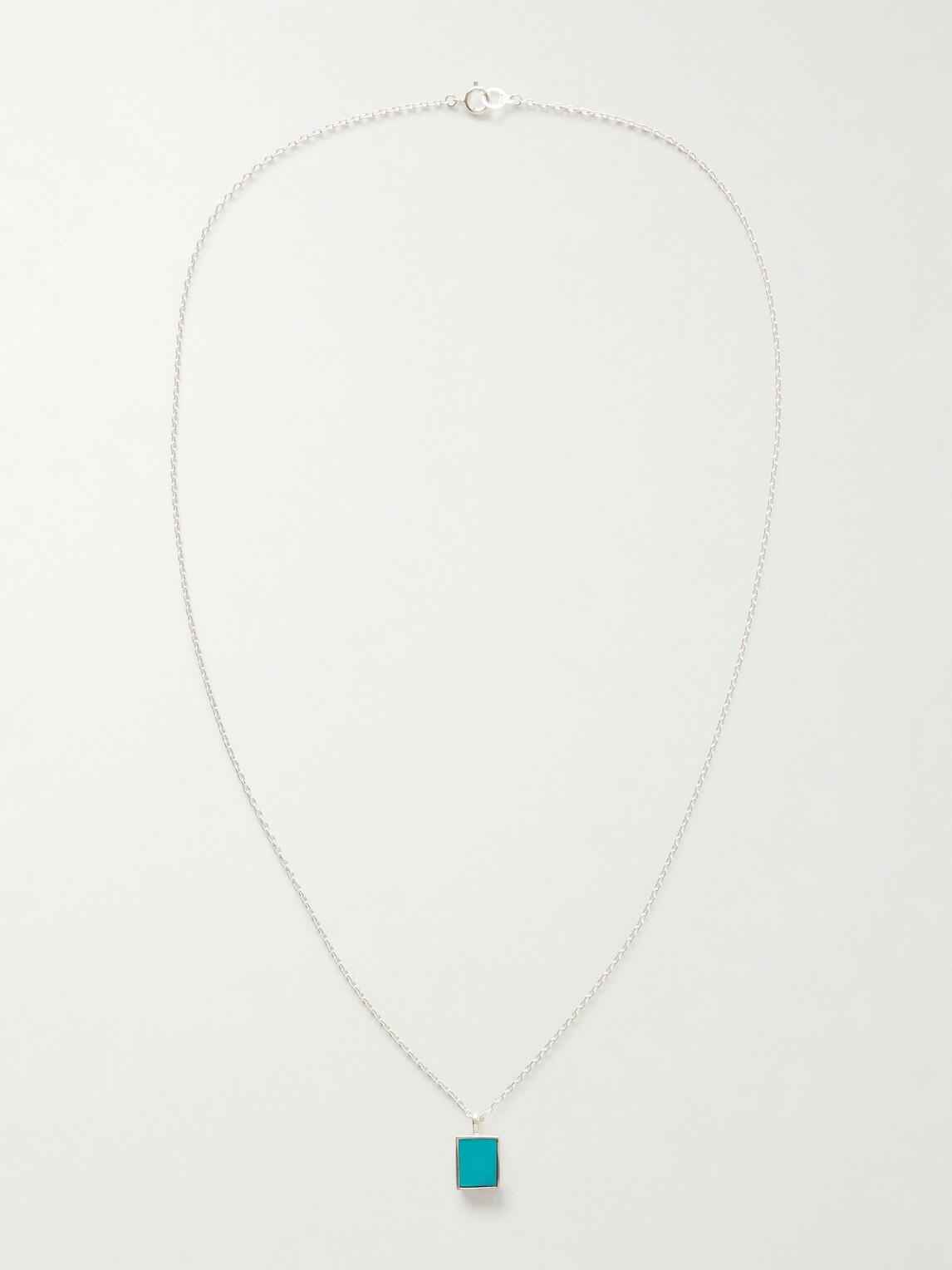 Mikia - Rectangle Sterling Silver Turquoise Necklace