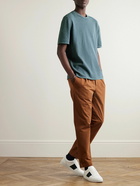 Mr P. - Striped Cotton and Linen-Blend T-Shirt - Blue