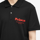 Alexander McQueen Men's Graffiti Logo Polo in Black/Lust Red