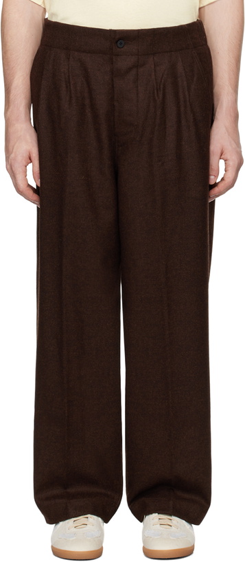 Photo: DOCUMENT Brown English Wool Tucked Trousers