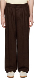 DOCUMENT Brown English Wool Tucked Trousers