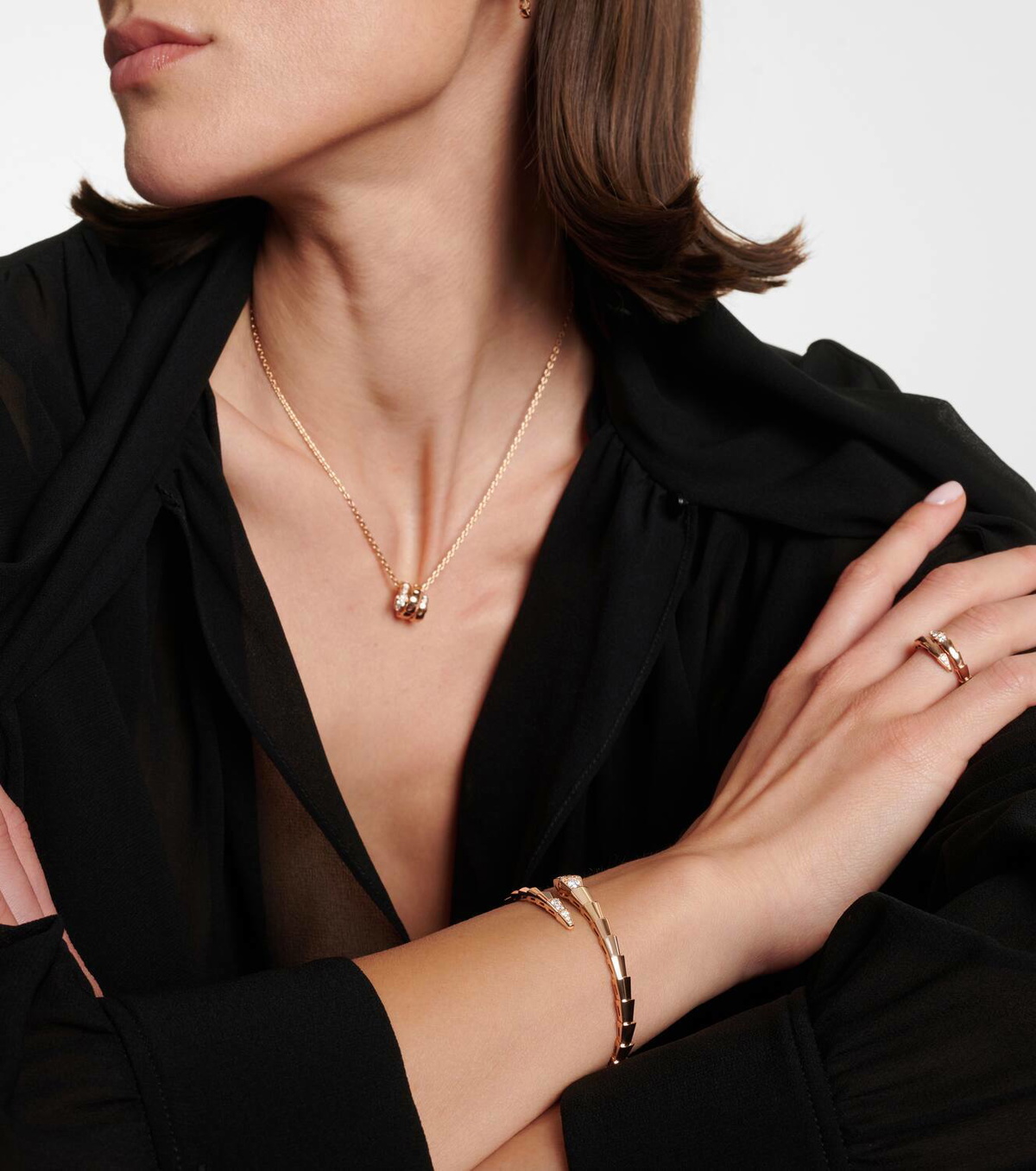 Bvlgari Serpenti Viper 18kt rose gold bracelet with diamonds