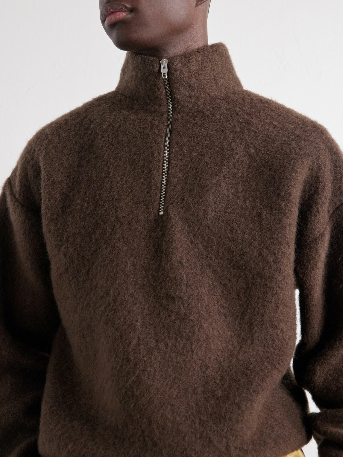 Jil Sander - Wool-Blend Brushed Half-Zip Sweater - Brown