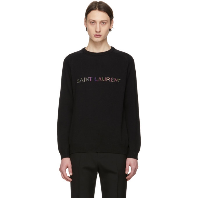 Photo: Saint Laurent Black Sequin Logo Sweater
