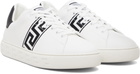 Versace White Greca Embroidered Nylon Faux-Leather Sneakers
