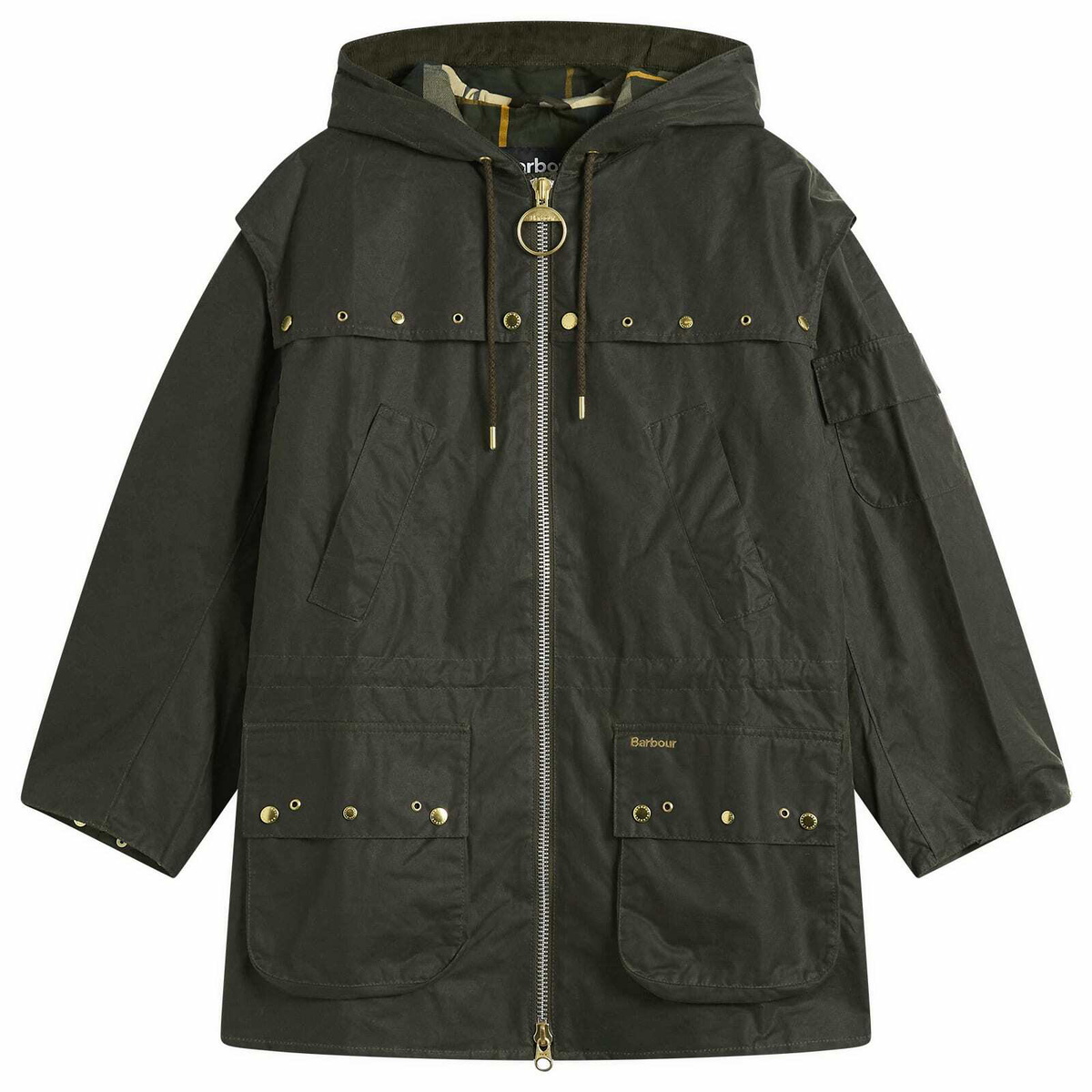 Barbour Women's x Alexa Chung Hooded Wax Jacket in Olive/Dress