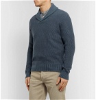 Ermenegildo Zegna - Shawl-Collar Wool, Cashmere and Silk-Blend Sweater - Blue