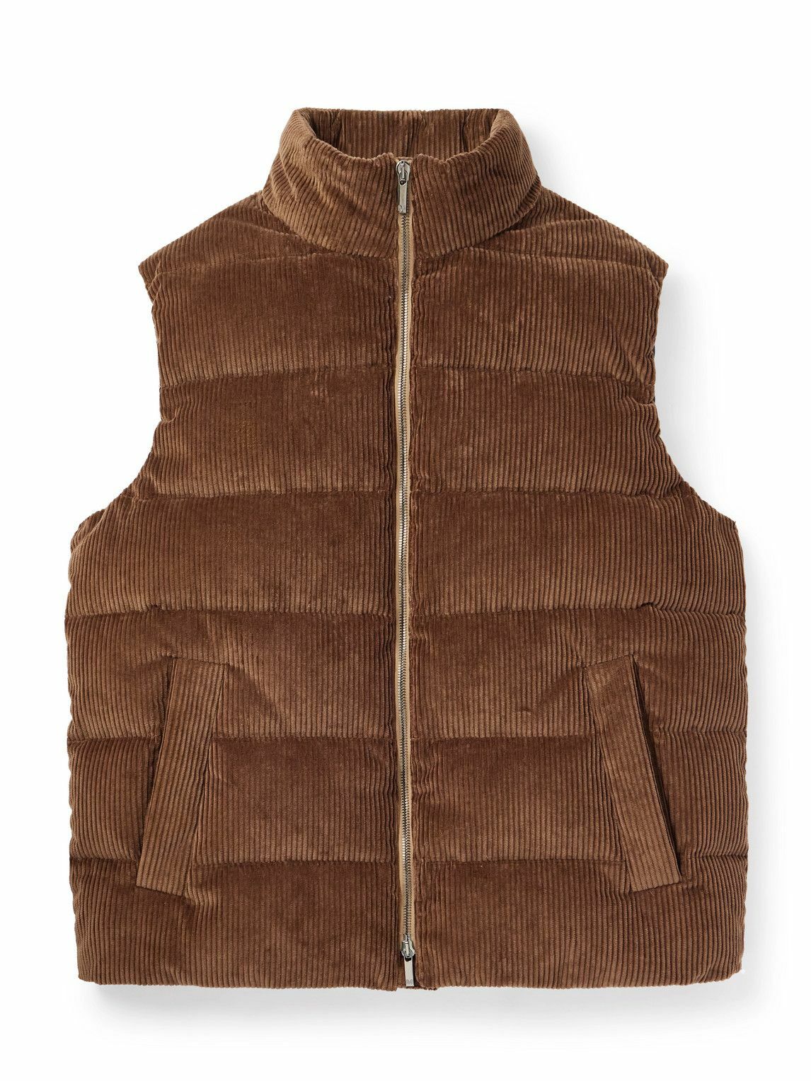 Incotex - Montedoro Quilted Cotton-Corduroy Down Gilet - Brown