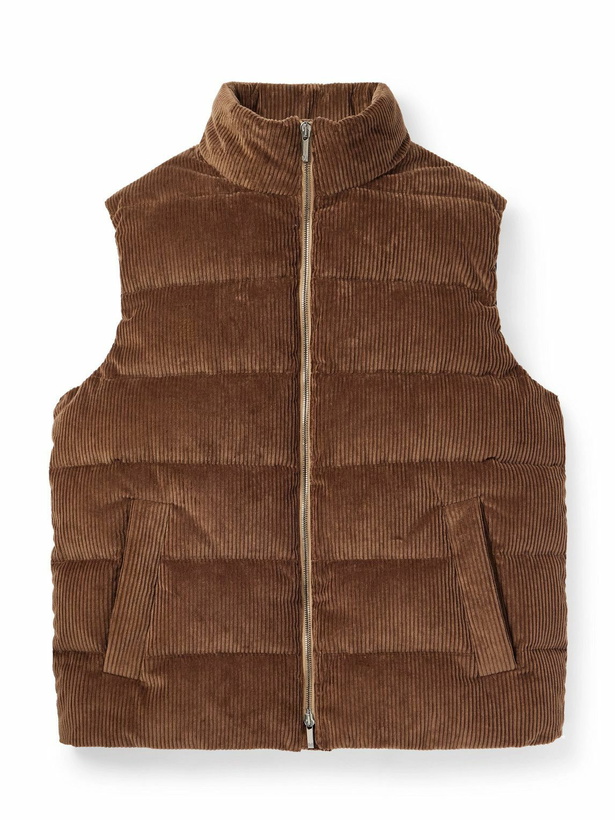 Photo: Incotex - Montedoro Quilted Cotton-Corduroy Down Gilet - Brown