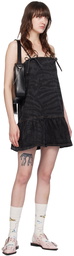 GANNI Black Bow Denim Minidress