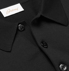 Brioni - Slim-Fit Contrast-Trimmed Cotton and Silk-Blend Polo Shirt - Black