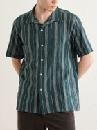 Hartford - New Palmito MC Camp-Collar Striped Cotton Shirt - Green