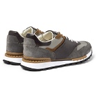 Berluti - Run Track Leather, Suede and Mesh Sneakers - Men - Gray