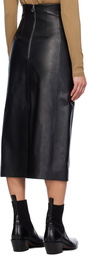 Chloé Black High-Waisted Leather Midi Skirt