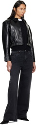 AGOLDE Black Nahla Cropped Recycled Leather Jacket