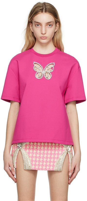 Photo: AREA SSENSE Exclusive Pink Crystal Butterfly T-Shirt